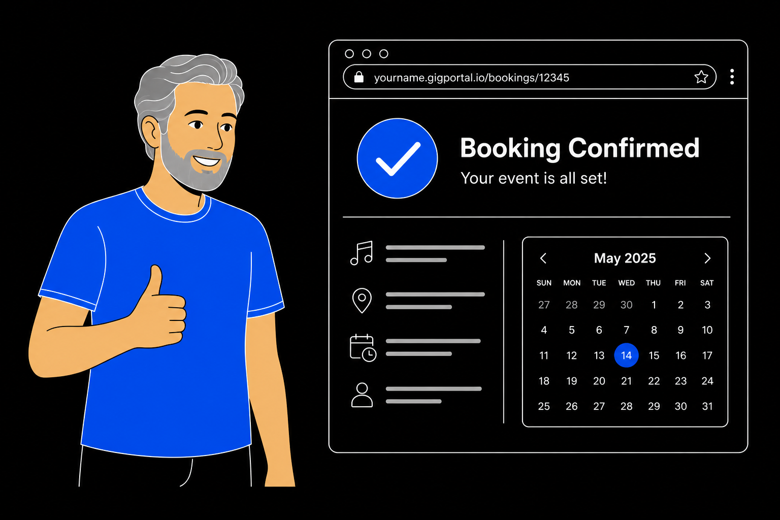 Confirming a booking in Gig Portal